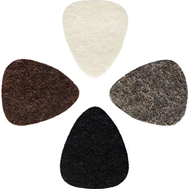 Timber Tones Felt Tones Mixed Ukulele, Metall Dose mit 4 hochwertigen Woll-Filz Plektren in Natur, Grau, Braun und Schwarz – Bild 2