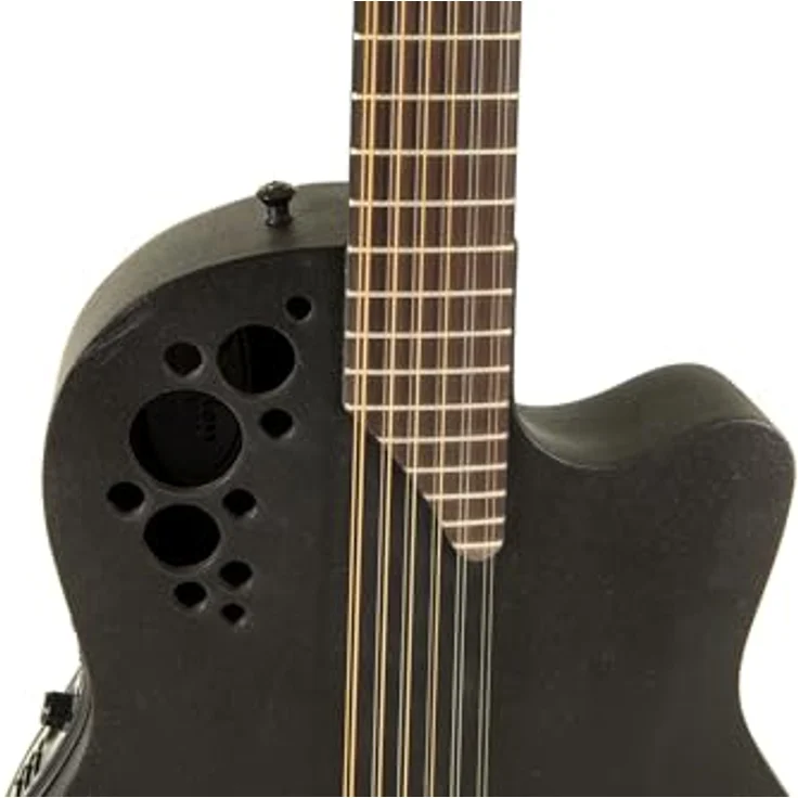 Ovation Pro Series Elite 2058-TX-5-G, 12-saitige Akustikgitarre mit massiver Fichtendecke, Contour Bowl Body, schwarzem Textur-Finish und OPPro Preamp – Bild 3