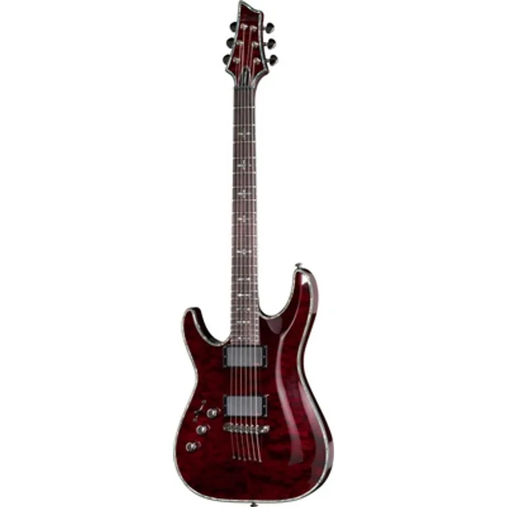 Schecter C-1 Hellraiser BC LH, Linkshänder E-Gitarre mit Mahagoni Body, Palisander Griffbrett und aktiven EMG 81TW/89 Pickups, Farbe: Black Cherry