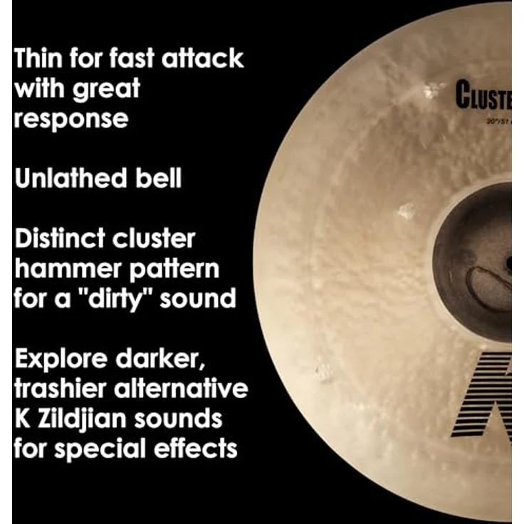 Zildjian K0935 K Becken 20" Cluster Crash, dunkler trashy Klang, traditionelles Finish, extra dünn – Bild 4