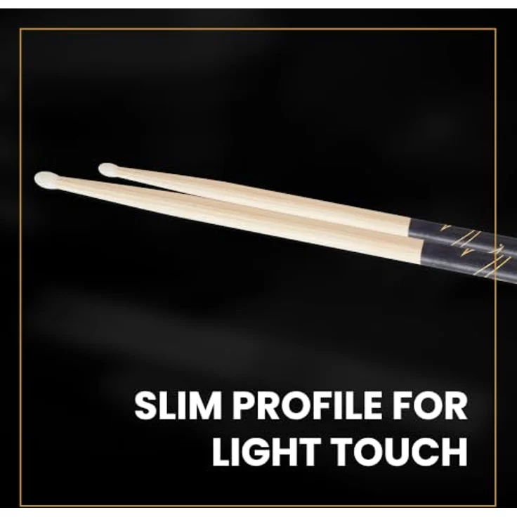 Zildjian 7A Hickory Drumsticks, Nylon Tip für fokussierten Klang, Black DIP mit rutschfestem Griff – Bild 3