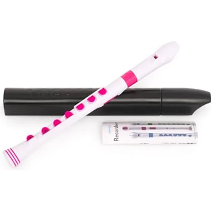 Nuvo Recorder+ Baroque, Sopranblockflöte in Weiß-Pink, C-Stimmung mit Silikonklappen und abnehmbaren Farbringen