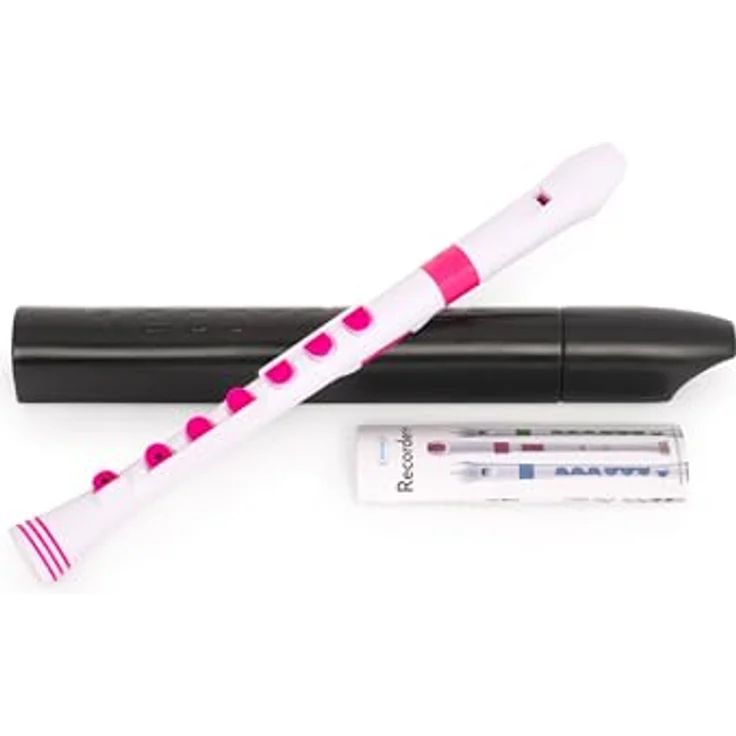 Nuvo Recorder+ Baroque, Sopranblockflöte in Weiß-Pink, C-Stimmung mit Silikonklappen und abnehmbaren Farbringen – Bild 1