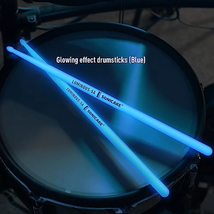 SONICAKE Trommelstöcke 5A Drumsticks, 2 Paare in Blau und Grün, mit kreativem Lichteffekt und Anti-Rutsch-Design, langlebig und vielseitig einsetzbar – Bild 5