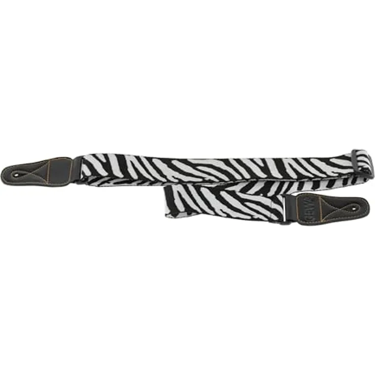 Gewa Guitar Strap Animal Edition Zebra, Gitarrengurt aus Nylon, verstellbar von 89 bis 147 cm, mit speziellen Lederenden und Zebra-Design – Bild 2