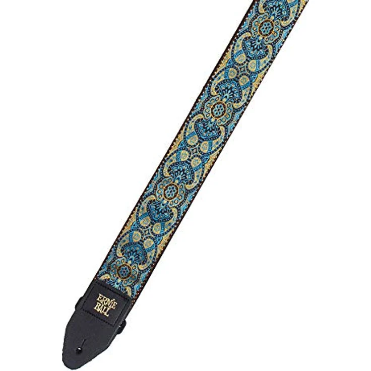 Ernie Ball E-Guitar Strap TQ EB4098, Gitarrengurt aus Polypropylen mit Leder-Endstück, verstellbar von 104 cm bis 183 cm, Türkis, Imperial Paisley Design – Bild 5