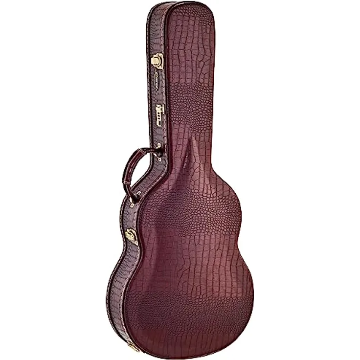 Ortega Classic Case OCCPRO, Gitarrenkoffer für klassik Gitarre, 15mm Samt Polsterung, braunes Croco Design, integriertes Hygrometer, Vintage Hardware mit Zahlenschloss
