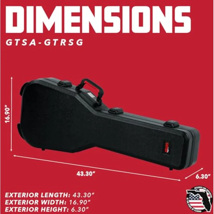 Gator TSA DC Guitar Case, Koffer für Double Cut E-Gitarre mit TSA-zugelassenem Zentralverschluss, schwarz – Bild 7