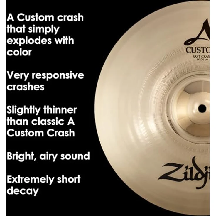 Zildjian 14" A-Custom Fast Crash, Schlagzeugbecken mit brillantem Klang und weichem Ausklingverhalten – Bild 4