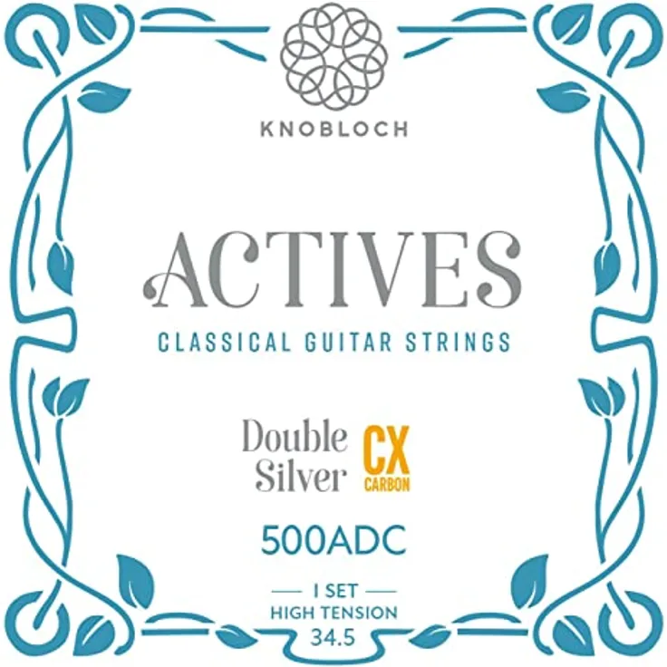 Knobloch Strings Double Silver Carbon CX 500ADC, Gitarrensaiten Satz für Konzertgitarre, High Tension, Carbon Diskant und Double Silver Bass, made in Spain
