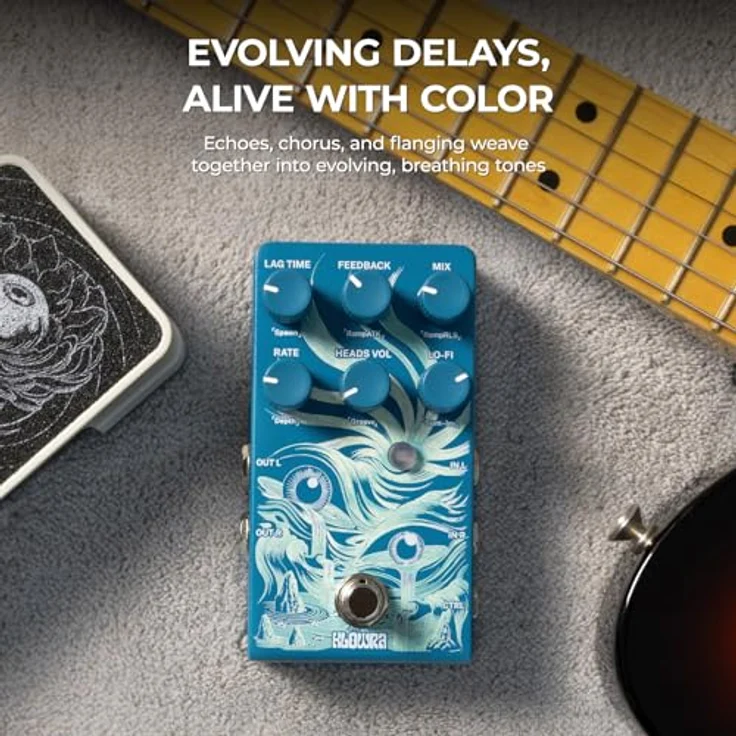 Klowra Rilium Stereo Delay, Multi-Head Delay-Pedal für E-Gitarre mit Tap Tempo und 24-Bit Audioqualität – Bild 2
