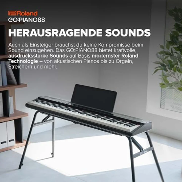 Roland GO:PIANO88, Mobiles Einsteiger-Digital-Piano mit 88 Tasten, Batteriebetrieb, Bluetooth & MIDI-Anschlüsse, leicht & kompakt, Premium-Performance – Bild 4