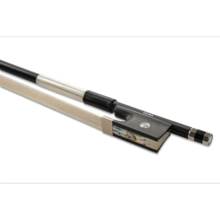 Gewa Carbon Student Violin Bow 4/4, runde Karbonstange mit Neusilber-Bewicklung, Ebenholzfrosch mit Schübchen und Perlmuttauge – Bild 4