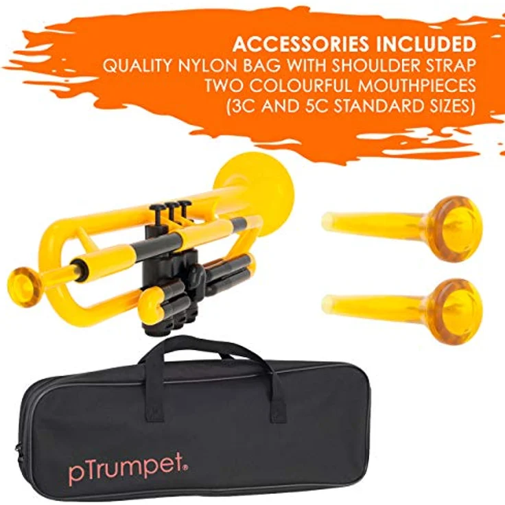 PINSTRUMENTS pTrumpet 700627 Bb-Trompete aus ABS mit Tasche und 2 Mundstücken 3C/5C, gelb – Bild 5