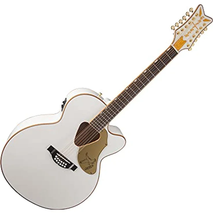 Gretsch G5022CWFE-12 Falcon Rancher, 12-saitige Jumbo Westerngitarre mit massiver Fichte Decke, Ahorn Boden, Gold Hardware und White/Gold Finish – Bild 4
