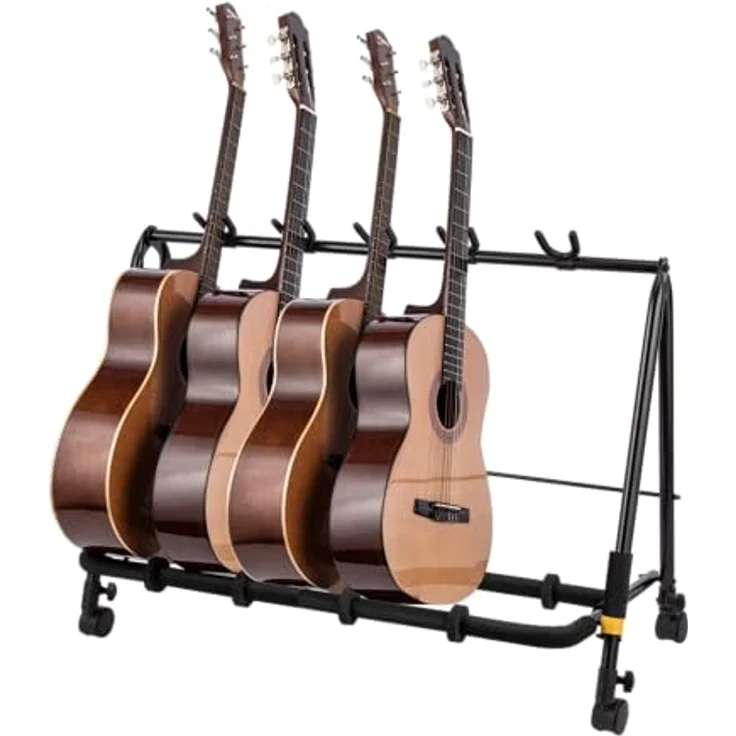 Hercules Stands HCGS-525B+, 5-fach Gitarren/Bassständer mit Rollen, schwarz, individuell anpassbare Abstände, max. Belastung 80 kg – Bild 3
