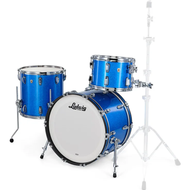 Ludwig Classic Maple Fab 22, Schlagzeugset mit 100% Ahornkesseln, Farbe: Blue Sparkle, 22"x14" Bass Drum, 13"x09" TomTom, 16"x16" Standtom