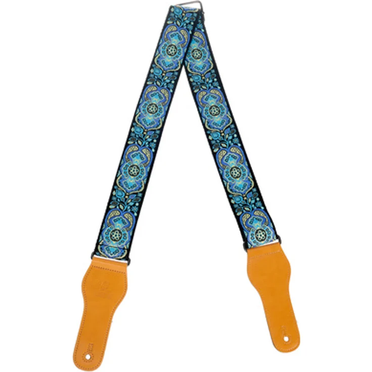 Ortega OCS-550 Gitarrengurt, 100% Baumwolle mit Kunstlederenden, Länge bis 158 cm, Breite 4,90 cm, Classic Blue