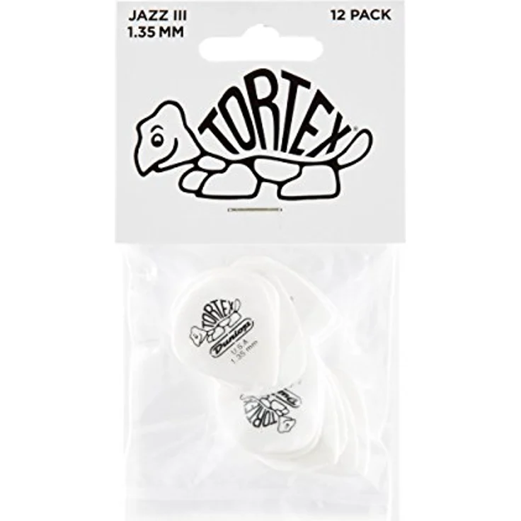 Jim Dunlop Tortex White Jazz III Plektrum 1,35mm, 12 Stück mit klarer Klangdefinition und aggressivem Angriff – Bild 4