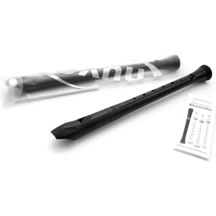 Nuvo Soprano Recorder, Deutsche Griffweise, Stimmung C, Doppelloch, Schwarz, mit Hülle und Grifftabelle