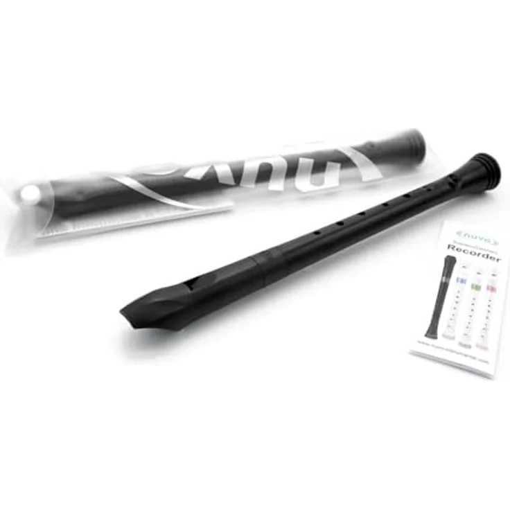 Nuvo Soprano Recorder, Deutsche Griffweise, Stimmung C, Doppelloch, Schwarz, mit Hülle und Grifftabelle – Bild 1