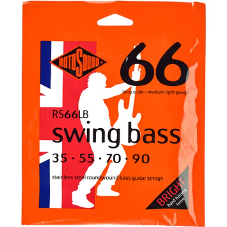 Rotosound RS66LB Swing Bass, E-Bass Saiten 4-Saiter Satz, Edelstahl, Long Scale, Saitenstärken .035" .055" .070" .090"