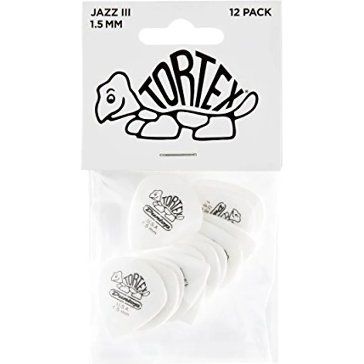 Jim Dunlop Tortex White Jazz III, Plektrum 1,50mm, 12 Stück mit klaren Tönen und aggressivem Angriff – Bild 4