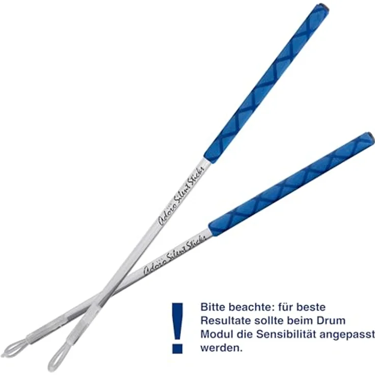 Adoro SSE Silent E-Sticks, Drumsticks mit 15,5 mm Schaft, optimiert für Gummipads, blauer Griff – Bild 3