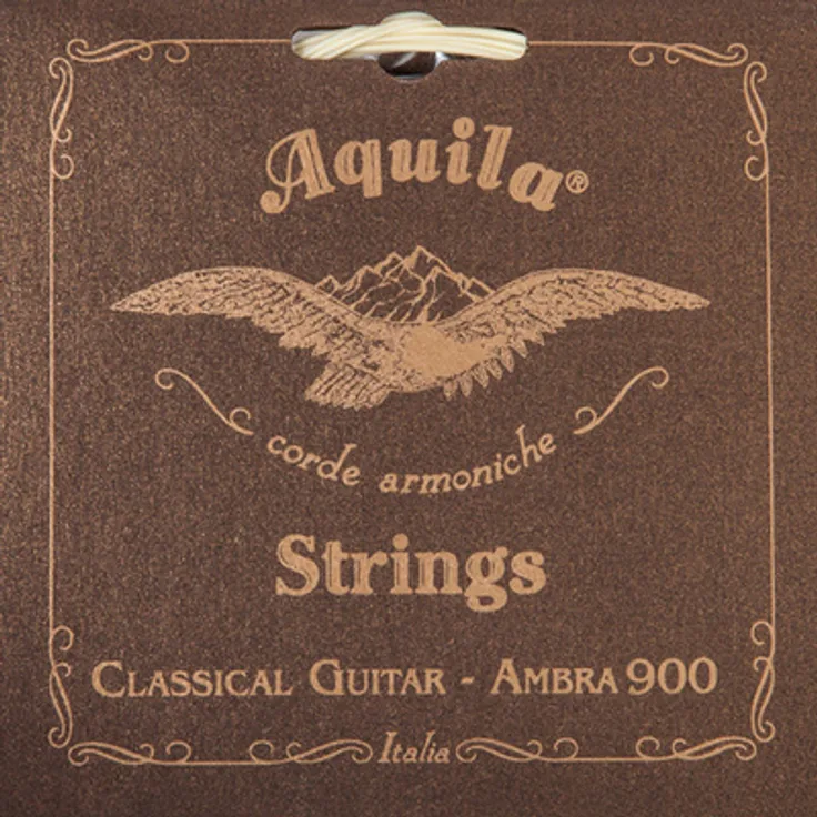 Aquila 185C Ambra 900 Treble Low, Diskant-Saiten-Set für klassische Gitarre, Low Tension, darmfarben, authentischer Klang, hohe Stimmstabilität
