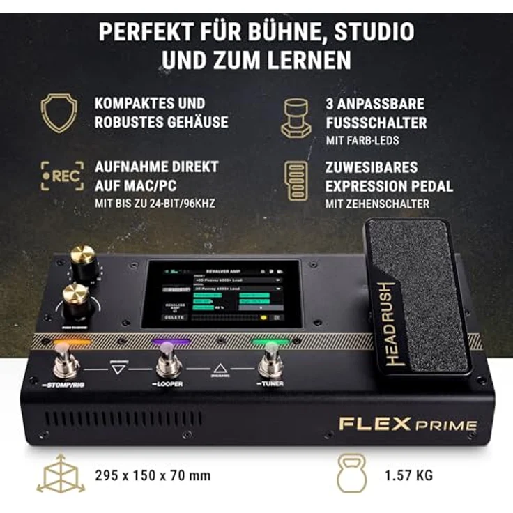 HeadRush Flex Prime, Gitarre und Bass Multi-Effekt Pedal mit 4" Touchscreen, Looper, WLAN, Bluetooth und USB Audio Interface – Bild 4