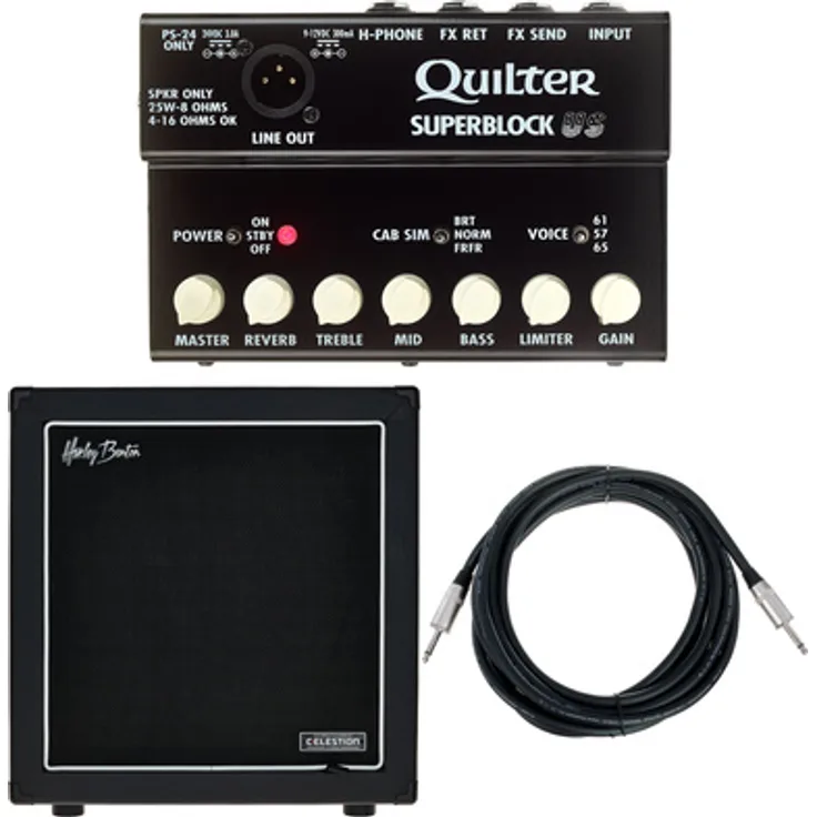 Quilter Superblock US Bundle, E-Gitarren-Topteile mit Harley Benton G112Plus Creamback und pro snake TPL 5 PP