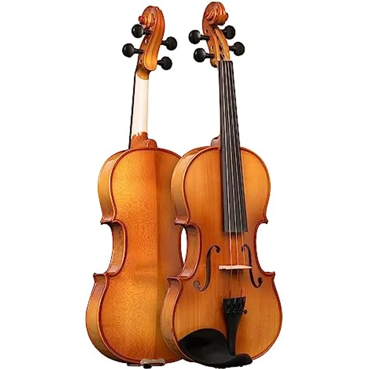 CASCHA 1/2 Violine, vollmassive Geige im Set mit Hardcase, Bogen, Kolophonium und Ersatz-Saiten für Anfänger – Bild 5