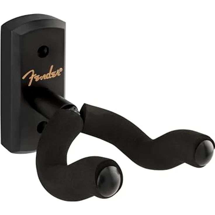 Fender Wall Hanger BK, Wandhalter für Gitarren aus Hartholz mit Stahlbügel, schwenkbar und EVA-gepolstert, schwarz