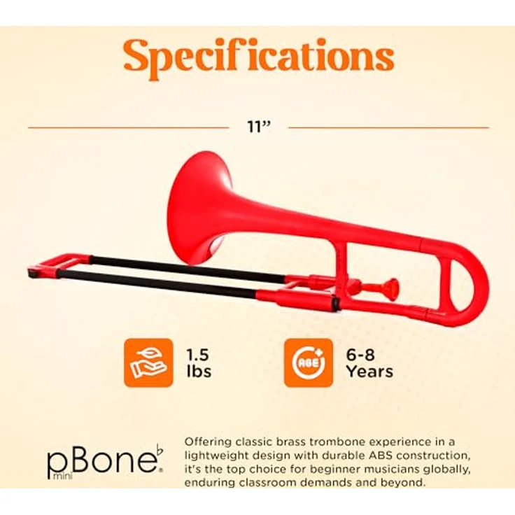 pBone music pBone Mini Red, Eb-Altposaune in Rot mit ergonomischem Schallbecher und leichtem Fiberglas-Zug, inkl. Mundstück und Bag – Bild 6