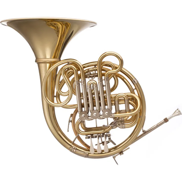 Hans Hoyer K10A-L Doppelhorn, F/Bb, Custom-Orchester Serie, handgehämmertes Medium Large Schallstück, Goldmessing Mundrohr, inkl. Mundstück und Marcus Bonna Koffer