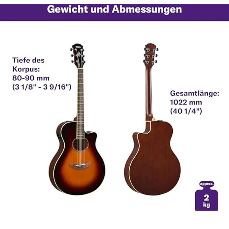 YAMAHA APX600 Elektroakustik-Gitarre, Thinline-Korpus, 25" Mensur, System65 Tonabnehmer, 3-Band EQ, Integriertes Stimmgerät, Ovales Schallloch, Old Violin Sunburst – Bild 2
