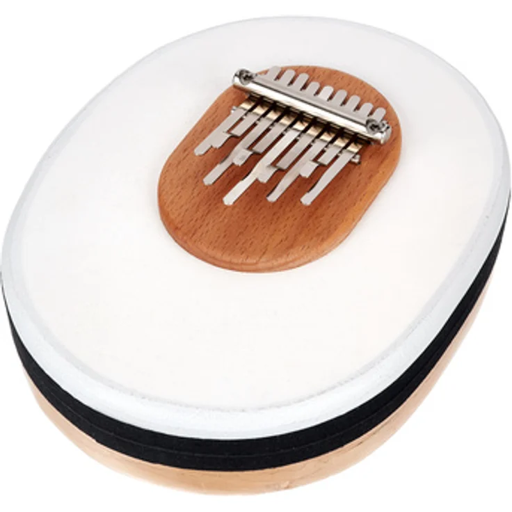 Terre Kalimba White Skin A-Major, 9 Töne, Rahmen mit gebleichter Kalbshaut, Federstahlzungen, gestimmt in A-Dur Pentatonik, made in Germany – Bild 1