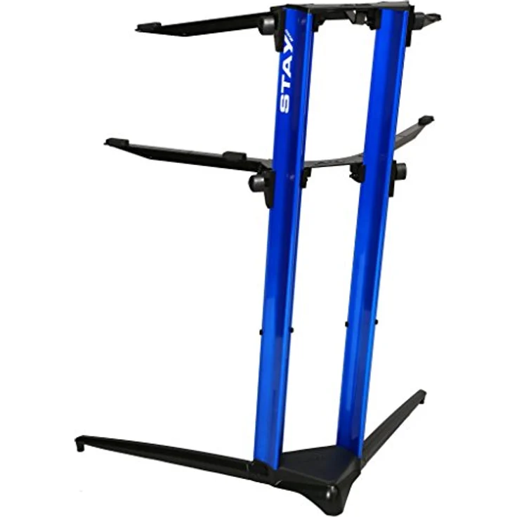 STAY MUSIC STAY Klavierständer, 2 Etagen aus Aluminium, höhenverstellbar bis 1150 mm, Blau – Bild 2