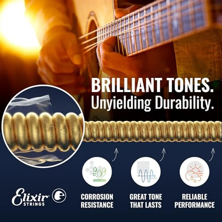 Elixir 16538, 3-er Pack Akustikgitarrensaiten, Bronze, 011/052 mit Gore-Tex Beschichtung und hoher Robustheit – Bild 3