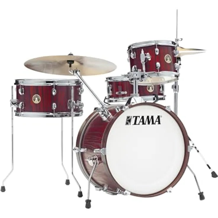 Tama Club Jam Vintage Kit -SBE, Kompakter Kesselsatz mit 18"x12" Bass Drum, Satin Burgundy Elm Finish, inkl. Cymbalarm und Tomhalter