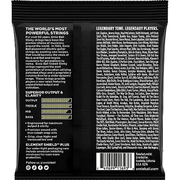 Ernie Ball Mammoth Slinky Cobalt E-Gitarrensaiten, Stärke 12-62, für ultra-tiefe Stimmungen, Cobalt-Legierung für erhöhte Leistung, hergestellt in den USA – Bild 2
