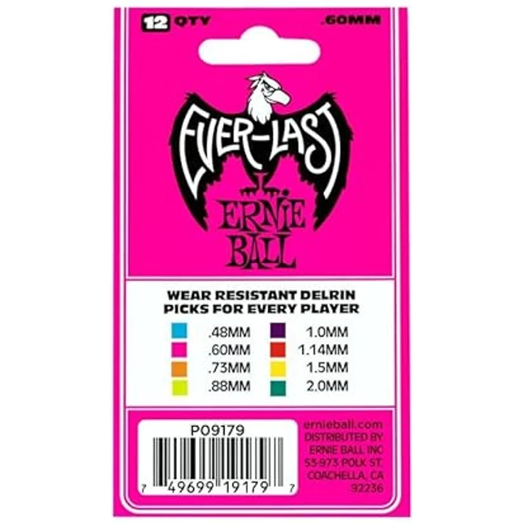 Ernie Ball Everlast Picks EB9179, 12er Pack Plektren aus strapazierfähigem Delrin, 0,60 mm, pink – Bild 3