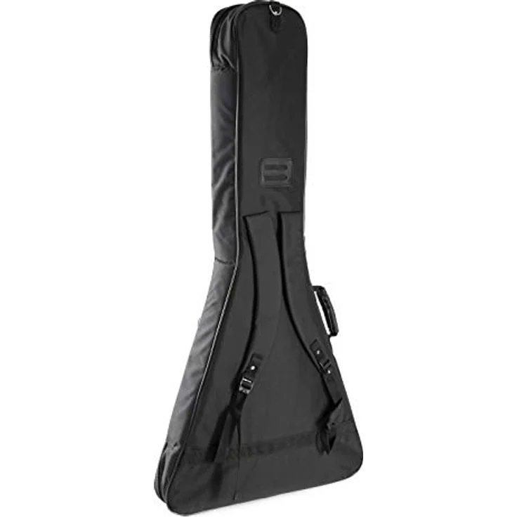 MUSIC STORE Deluxe Gigbag für E-Gitarren, robust, wasserabweisend, 20 mm Polsterung, Zubehörfach, Rucksacktragegurte, Schwarz/Rot – Bild 5