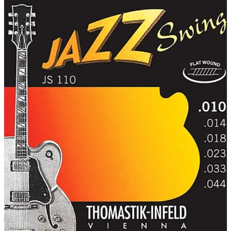 Thomastik Jazz Swing Series JS110, E-Gitarre Saiten Satz, Nickel Flat Wound Extra Light .010-.044w