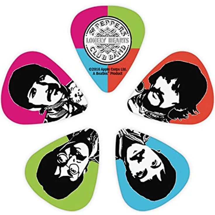 D'Addario Beatles Gitarrenplektren, Sgt. Pepper's 50th Anniversary, light gauge, 10er Set mit detailliertem Kunstwerk – Bild 2