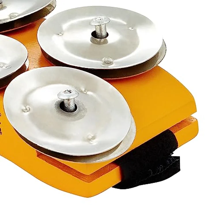 Ortega OSSFT Foot Tambourine, Fuß Tambourine aus Rubberwood mit 5 Paar Edelstahl-Schellen, ergonomisches Design – Bild 3