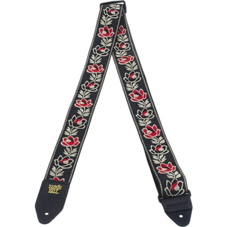 Ernie Ball E-Guitar Strap Noble Rose, Jacquard Gitarrengurt in Noble Rose, Länge 104-182 cm, Breite 5 cm, Lederenden mit goldfarbenem Logo – Bild 1