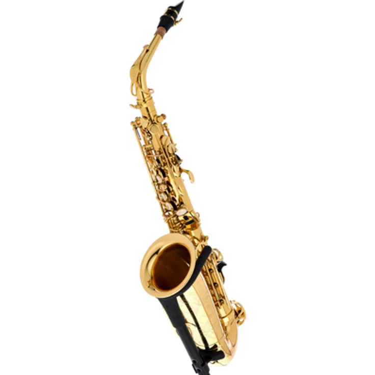 Selmer Axos Alto Sax, Altsaxophon aus Messing mit Goldlack, inklusive Mundstück S80 C* und Etui, hohe F#-Klappe, 2,50 kg