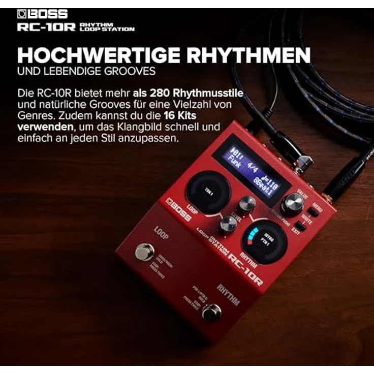 BOSS RC-10R Rhythm Loop Station, kompaktes Performance-Tool mit 280 Preset-Stilen, 16 Drumkits und 2-Spur-Betrieb – Bild 5