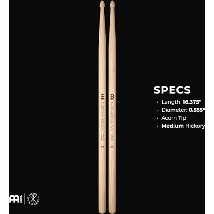 Meinl El Estepario Siberiano Signature, Drumsticks aus American Hickory, leicht, 416 mm Länge, 14,1 mm Durchmesser – Bild 3
